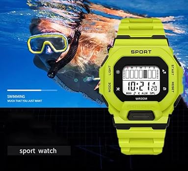 trending green vibrant color waterproof watch with 6 months guarantee